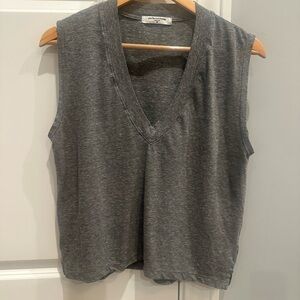 Perfectwhitetee sz M Grey V Neck Excellent Condition